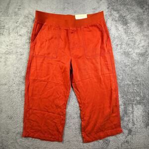 St. John's Bay Women's Wide Leg High Rise Crop Pants Joggers NEW Brick Red PXL